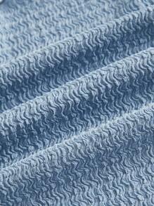 SHEIN EZwear 木耳邊前紐扣短款T恤 - 霧霾藍 - 查看 3