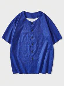 ROMWE MEN Street Life Guys Paisley Graphic Shirt - Blue - View 1