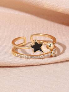 水鑽星星裝飾開口戒指 - 彩色 - 查看 4