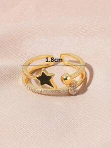 水鑽星星裝飾開口戒指 - 彩色 - 查看 5