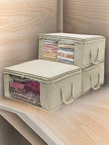 Túi lưu trữ tủ quần áo bằng vải không dệt cho quần áo, bảng phân chia chăn, hộp lưu trữ có thể gập lại chống bụi Bán buôn - Xám - Xem 2