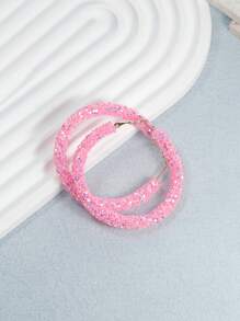 1 đôi bông tai hình tròn tròn đầy màu sắc phong cách cổ điển cho bữa tiệc và trang phục hàng ngày - Hồng - Xem 1