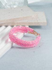 1 đôi bông tai hình tròn tròn đầy màu sắc phong cách cổ điển cho bữa tiệc và trang phục hàng ngày - Hồng - Xem 2