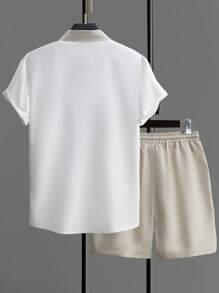 Manfinity RSRT Bộ áo sơ mi tay ngắn và quần short in họa tiết tre thường ngày mùa hè cho nam, áo sơ mi và quần short nghệ thuật đi chơi - Nhiều màu - Xem 2