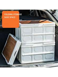 1pc Foldable Collapsible Car Trunk Organizer With Lid - Beige - View 4