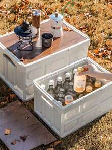 1pc Foldable Collapsible Car Trunk Organizer With Lid - Beige - View 5