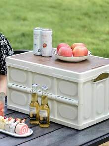 1pc Foldable Collapsible Car Trunk Organizer With Lid - Beige - View 6