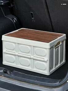 1pc Foldable Collapsible Car Trunk Organizer With Lid - Beige - View 7