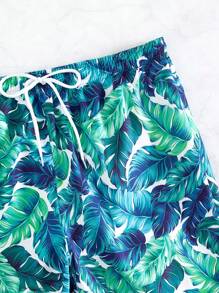 Manfinity Swimmode Men Tropical Print Drawstring Waist Swim Trunks - Multicolor - View 4