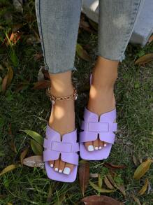 Dép Xăng Đan Thời Trang Cho Nữ, Xăng Đan Đế Bằng Thiết Kế Cut Out - Màu Lilac Tím - Xem 2