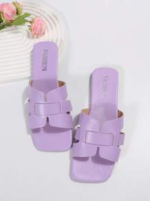 Dép Xăng Đan Thời Trang Cho Nữ, Xăng Đan Đế Bằng Thiết Kế Cut Out - Màu Lilac Tím - Xem 3