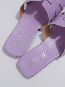Dép Xăng Đan Thời Trang Cho Nữ, Xăng Đan Đế Bằng Thiết Kế Cut Out - Màu Lilac Tím - Xem 6