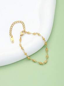 1 bucă gleznă minimalistă din oțel inoxidabil cu margele - Aur Galben - Vizualizare 1