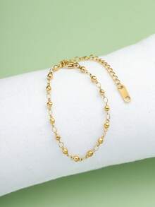 1 bucă gleznă minimalistă din oțel inoxidabil cu margele - Aur Galben - Vizualizare 2