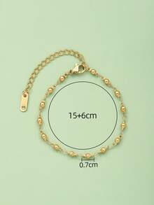 1 bucă gleznă minimalistă din oțel inoxidabil cu margele - Aur Galben - Vizualizare 3