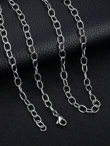 1入組時尚嘻哈風格不銹鋼鏈條項鍊男士時尚外觀時尚朋克流行珠寶禮物 - 銀色 - 查看 2
