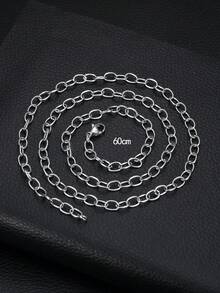 1入組時尚嘻哈風格不銹鋼鏈條項鍊男士時尚外觀時尚朋克流行珠寶禮物 - 銀色 - 查看 4