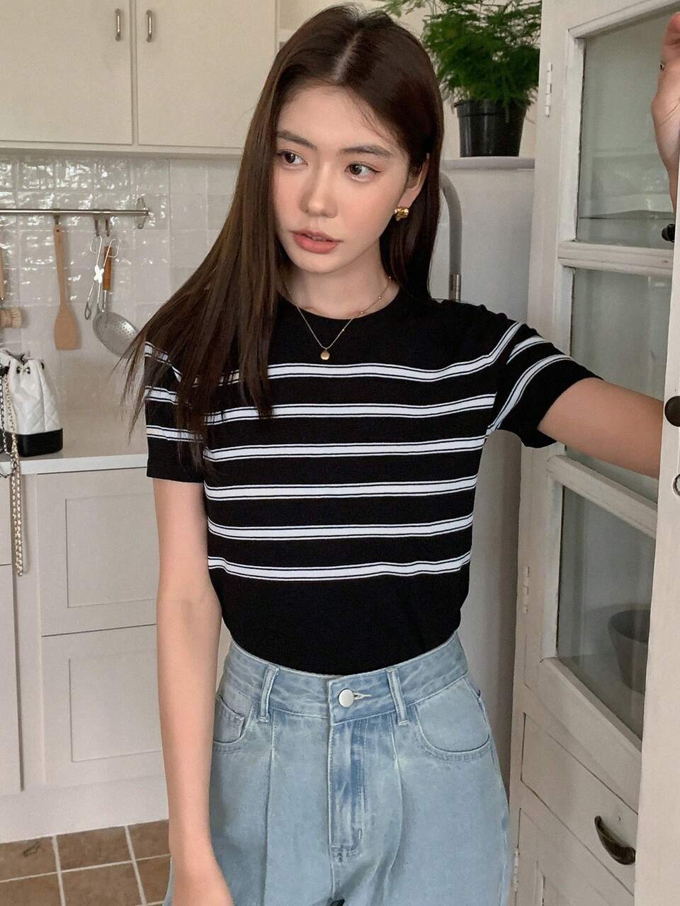Striped Pattern Knit Top