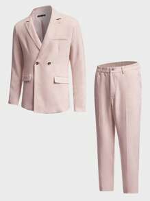 Manfinity NiteLyfe Hombres unicolor Blazer & Pantalones de traje Set - Rosa Pálido - Ver 1