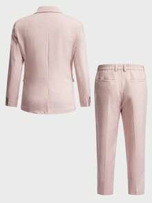 Manfinity NiteLyfe Hombres unicolor Blazer & Pantalones de traje Set - Rosa Pálido - Ver 2