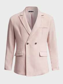 Manfinity NiteLyfe Hombres unicolor Blazer & Pantalones de traje Set - Rosa Pálido - Ver 5