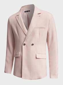 Manfinity NiteLyfe Hombres unicolor Blazer & Pantalones de traje Set - Rosa Pálido - Ver 9