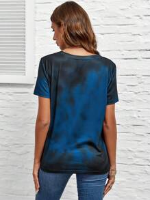 EMERY ROSE Women's Summer Holiday Floral Printed Round Neck Short Sleeve Casual T-Shirt Graphic T Shirt Teacher Clothes Country Tops - Multicolor - View 2