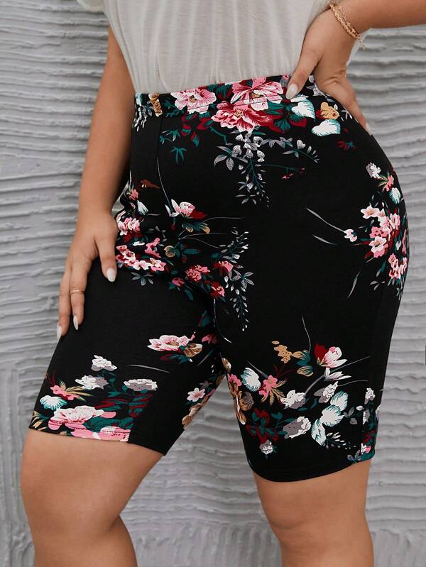 SHEIN LUNE Shorts biker con estampado floral
