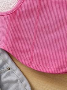 SHEIN Girls Solid Crop Tank Top - Hot Pink - View 4