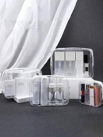 4入組組合包透明設計拉鍊化妝包適合旅行化妝包洗漱包化妝包收納袋適合女士郵輪必備