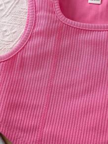 SHEIN Girls Solid Crop Tank Top - Hot Pink - View 6