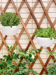 1pc Braided Design Hanging Plant Pot With Tool, Simple Plastic Hanging Plant Pot For Outdoor, Garden - White - View 1