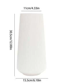 1pc Plain Flower Vase, Nordic Plastic Textured Design Flower Vase For Home - Blue - View 5
