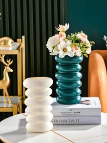 1入組塑膠花創意螺旋設計花瓶適用於家庭 - 墨綠色 - 查看 4