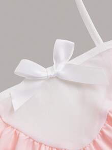 ROMWE Kawaii Nơ mặt trước Ren Mộc nhĩ Bộ PJ - Hồng - Xem 3