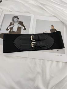 方形雙搭扣束腰帶 - 黑色 - 查看 4