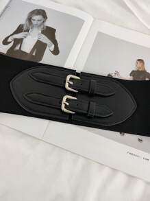 方形雙搭扣束腰帶 - 黑色 - 查看 5