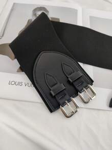 方形雙搭扣束腰帶 - 黑色 - 查看 7