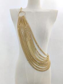 1pc Gold 10 Layer Tassel Waist Chain, Punk Style Dark Chain Belt, Adjustable, For Dresses And Pants, Suitable For Daily Use And Parties Street Halloween Summer, School Fall, Autumn, Halloween