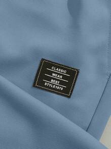 GENTILAND 男士日文字元圖案T恤和腰部抽繩長褲 - 霧霾藍 - 查看 5