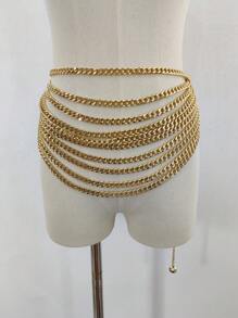 1pc Gold 10 Layer Tassel Waist Chain, Punk Style Dark Chain Belt, Adjustable, For Dresses And Pants, Suitable For Daily Use And Parties Street Halloween Summer, School Fall, Autumn, Halloween