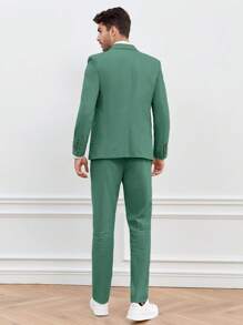 Manfinity NiteLyfe Men Solid Blazer & Suit Trousers Set Without Shirt - Green - View 5