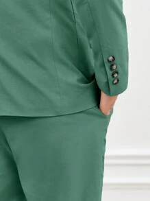 Manfinity NiteLyfe Men Solid Blazer & Suit Trousers Set Without Shirt - Green - View 6