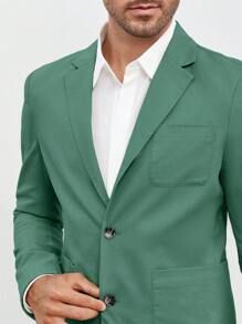Manfinity NiteLyfe Men Solid Blazer & Suit Trousers Set Without Shirt - Green - View 7