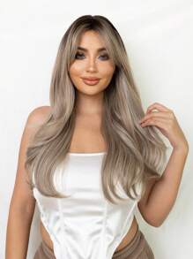 European And American Ladies' Fashion Gradient Big Wavy Jump Color Long Curly Hair - Piano Color - View 1