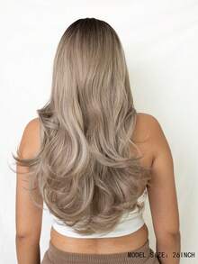 European And American Ladies' Fashion Gradient Big Wavy Jump Color Long Curly Hair - Piano Color - View 2