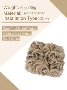 Body Wave Gold 6 Inch Short Synthetic Hair Bun With Comb - Gold - View 3