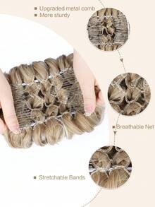 Body Wave Gold 6 Inch Short Synthetic Hair Bun With Comb - Gold - View 5
