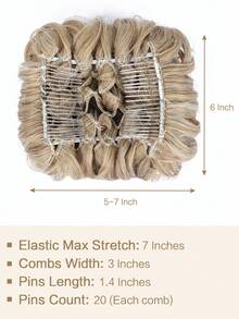 Body Wave Gold 6 Inch Short Synthetic Hair Bun With Comb - Gold - View 6