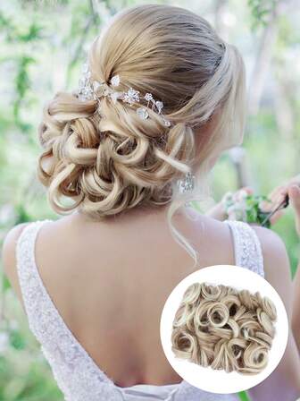 Moño ondulado piano color 6 pulgadas corto sintético con peine